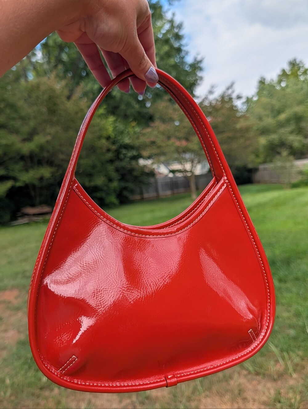 Coach Ergo Bag Coachtopia Crinkle Patent Leather Orange/Red CQ003 - Picture 5 of 10